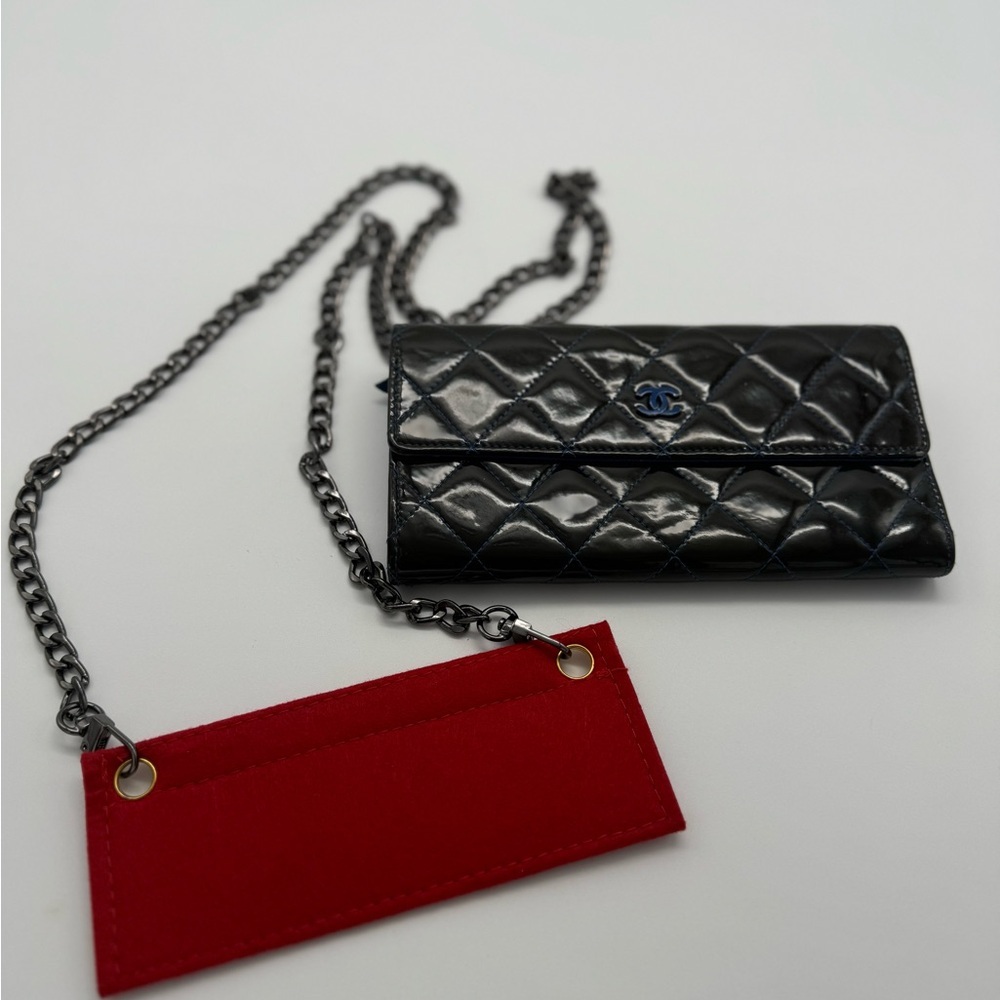 Chanel Black Quilted Leather Chain Wallet